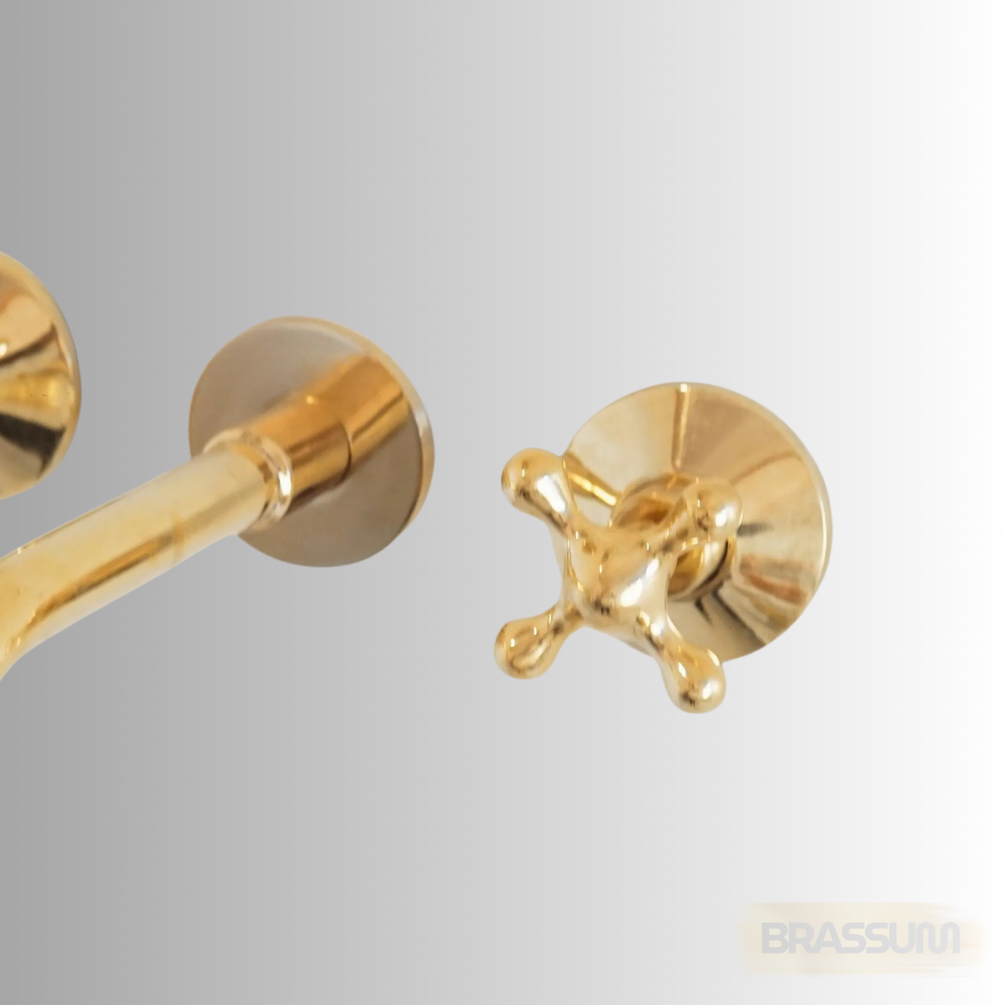 Solid Brass Wall Mount Faucet with Cross Handles