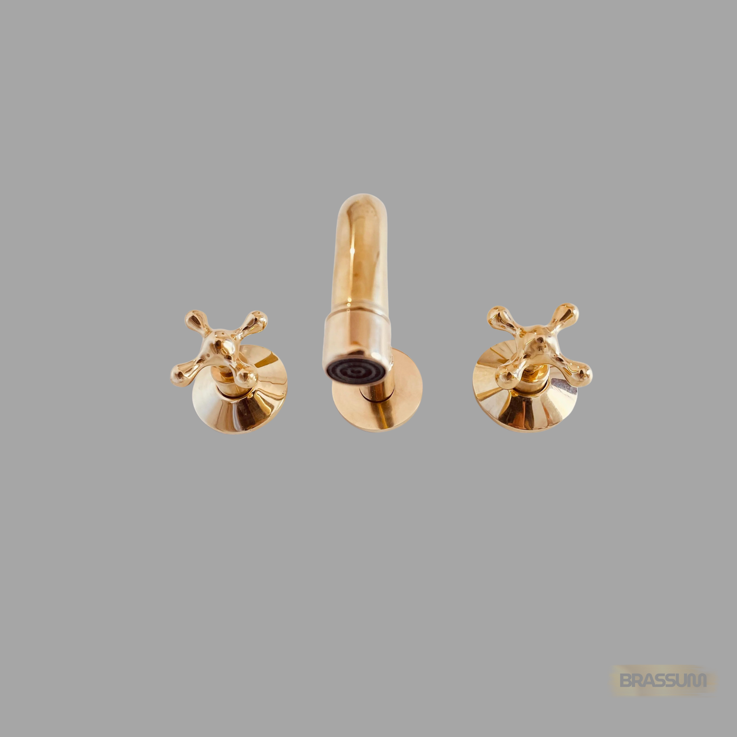 Solid Brass Wall Mount Faucet with Cross Handles