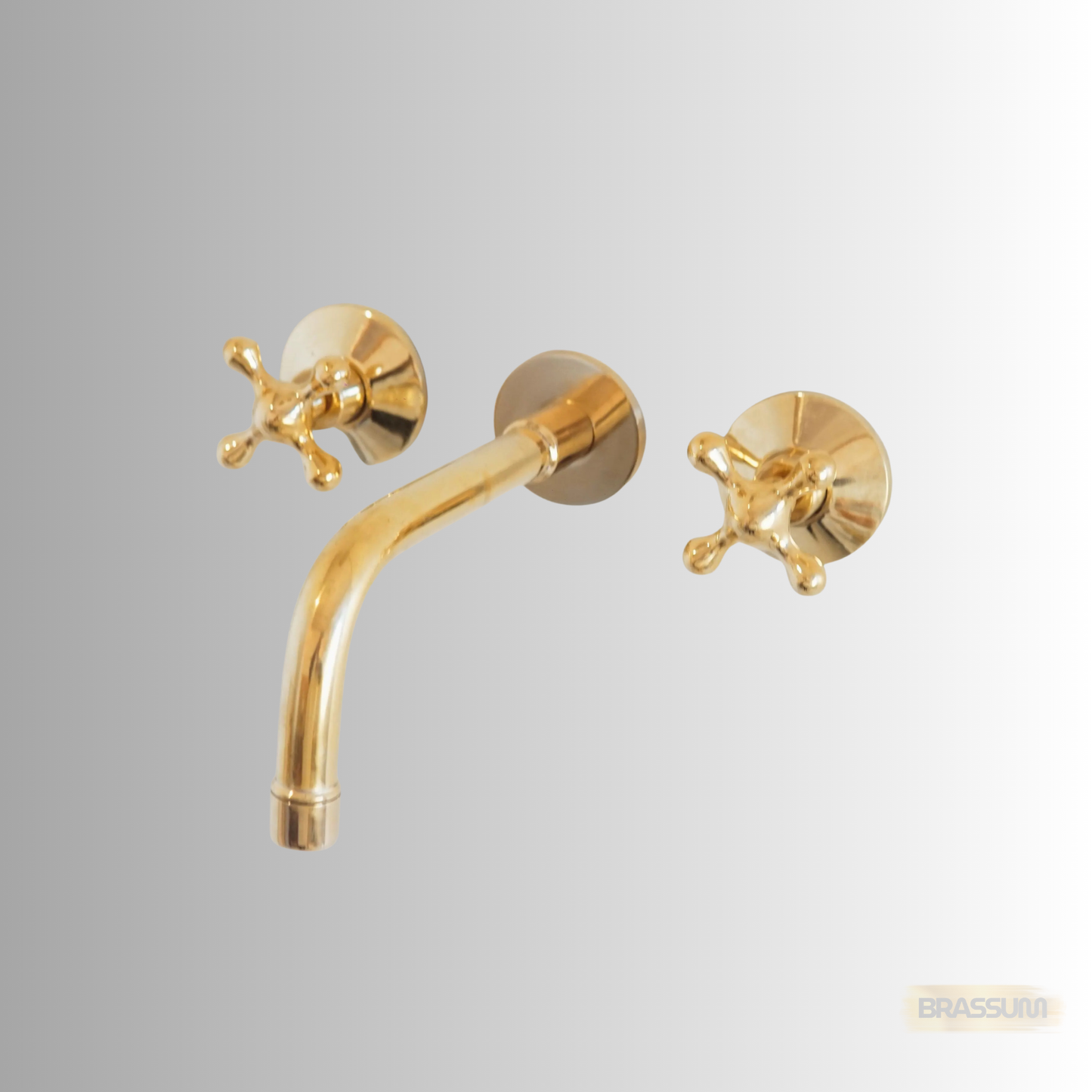 Solid Brass Wall Mount Faucet with Cross Handles