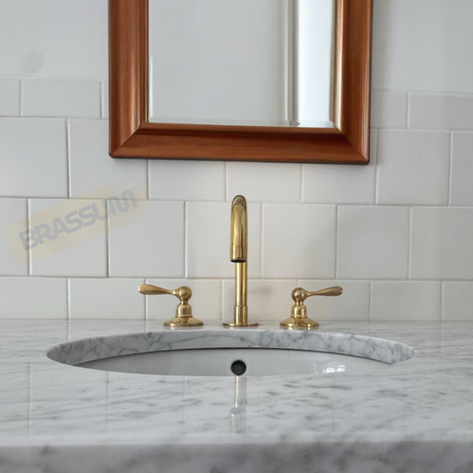 Widespread 3-Hole Unlacquered Brass Faucet