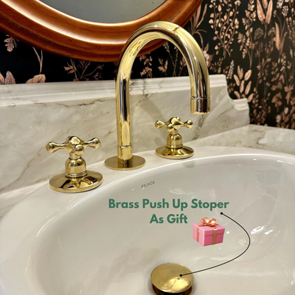 Widespread 3-Hole Unlacquered Brass Faucet