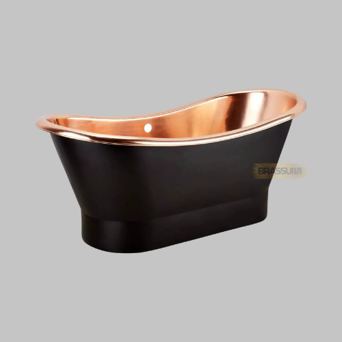 Handcrafted Black Copper Bathtub – Double Slipper Freestanding