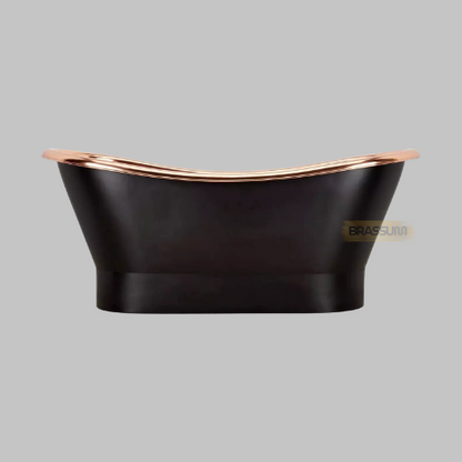 Handcrafted Black Copper Bathtub – Double Slipper Freestanding