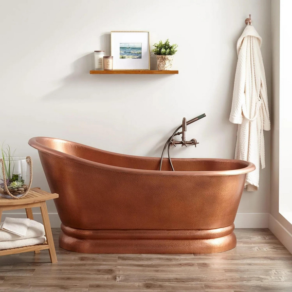 Handmade Slipper Copper Bathtub – Freestanding Hammered Design