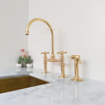 Unlacquered Brass Kitchen Faucet With Linear Legs