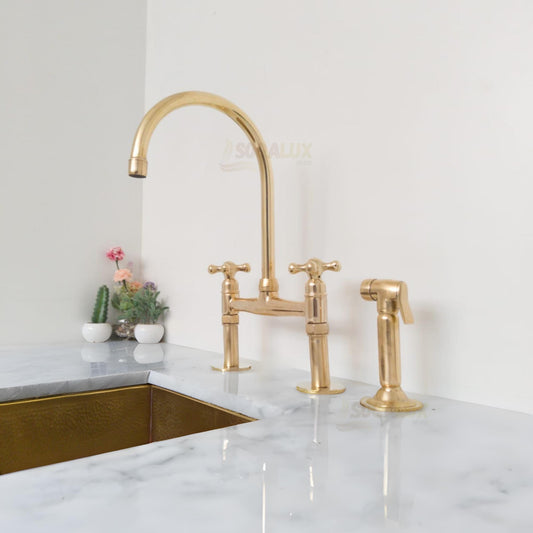 Unlacquered Brass Kitchen Faucet With Linear Legs