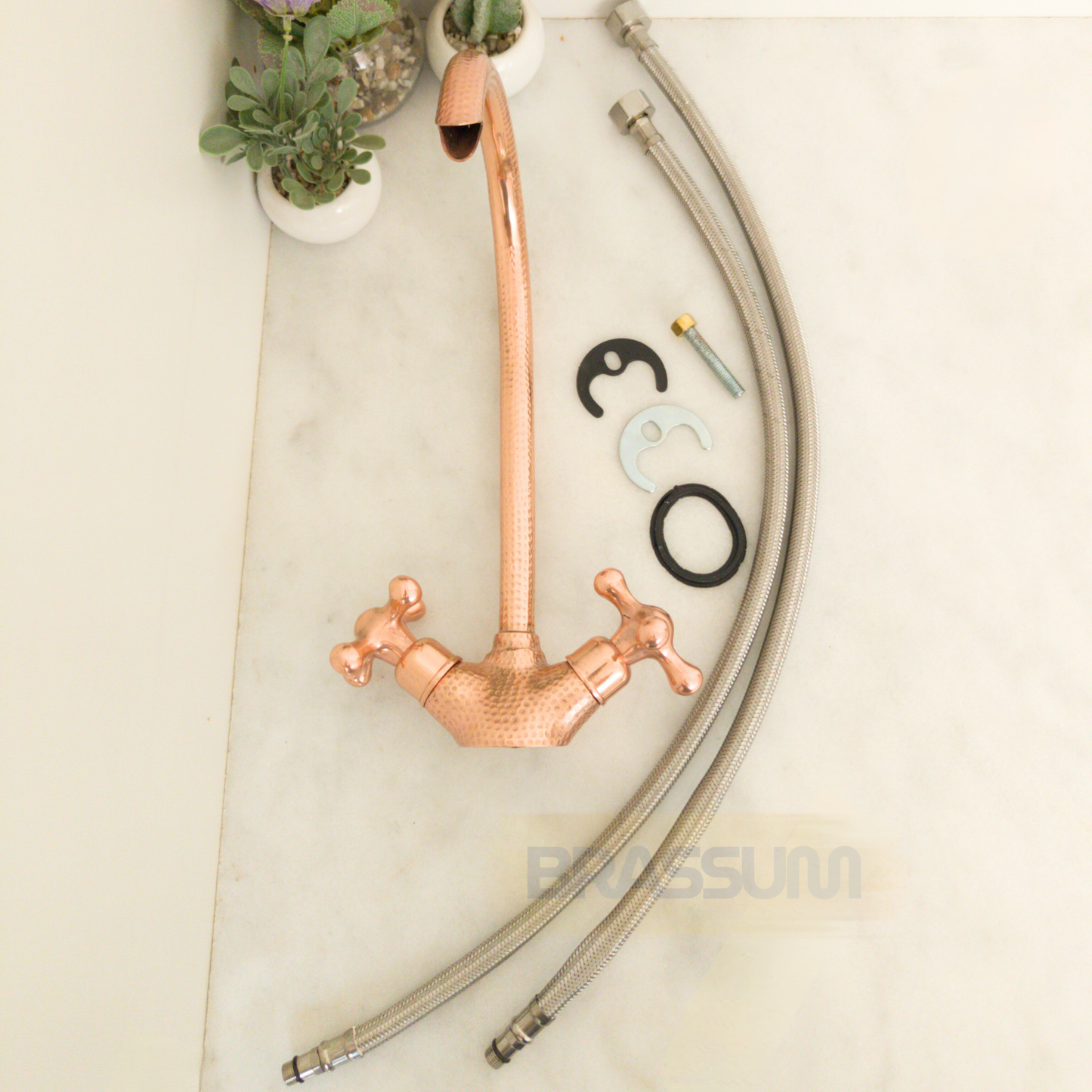 Handmade Hammered Copper Bathroom Faucet Mixer Tap