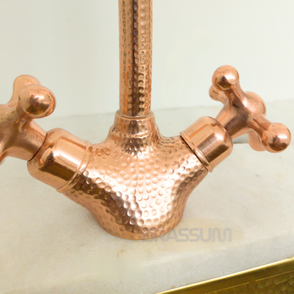 Handmade Hammered Copper Bathroom Faucet Mixer Tap