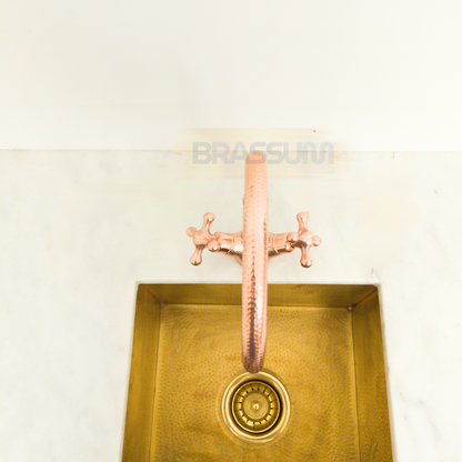 Handmade Hammered Copper Bathroom Faucet Mixer Tap