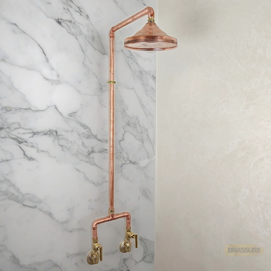 Unlacquered Solid Copper And Brass Outdoor Shower
