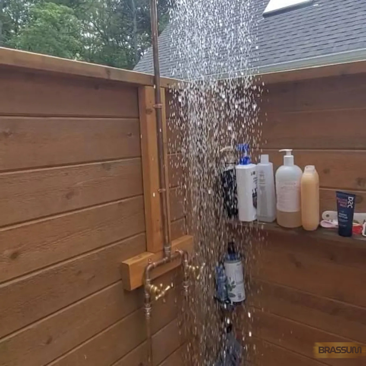 Unlacquered Solid Copper And Brass Outdoor Shower