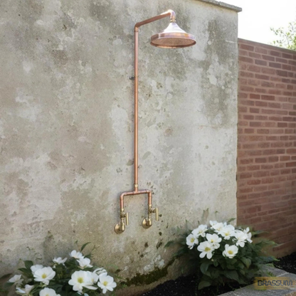 Unlacquered Solid Copper And Brass Outdoor Shower