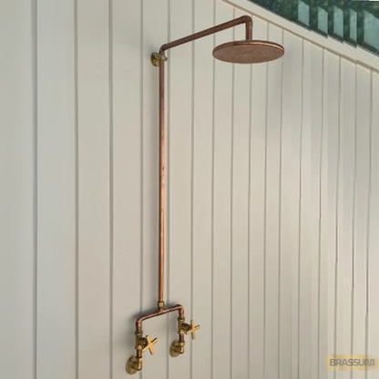 Unlacquered Solid Copper And Brass Outdoor Shower