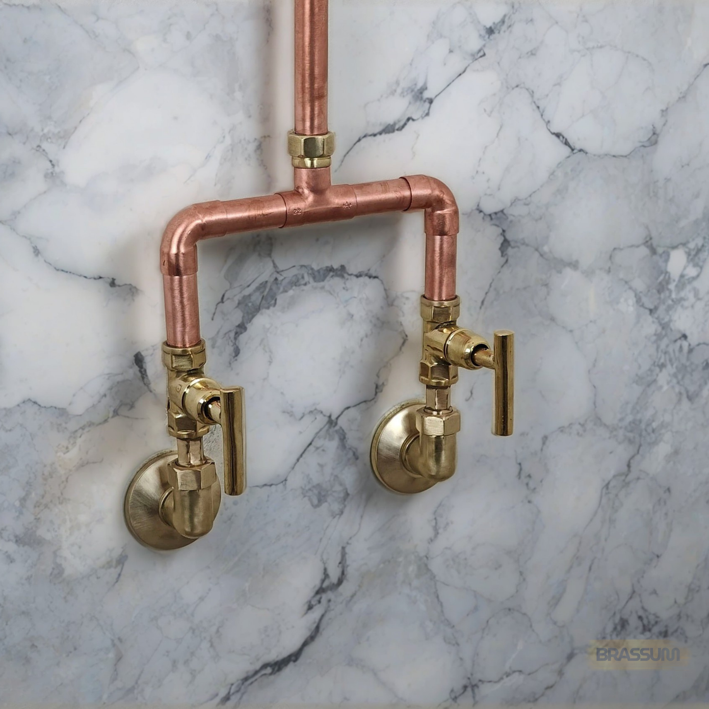 Unlacquered Solid Copper And Brass Outdoor Shower
