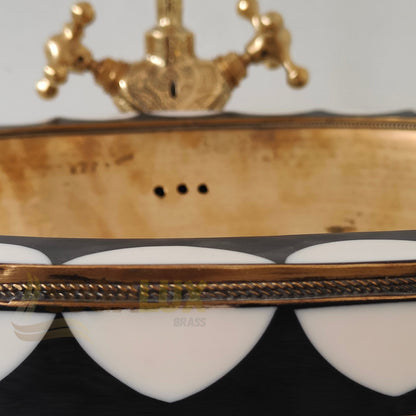 Brass Oval Vessel Sink - Black Resin And Bone Handcrafted