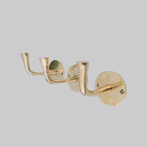Rustic Wall-Mounted Brass Hooks – Handcrafted Solid Brass Storage