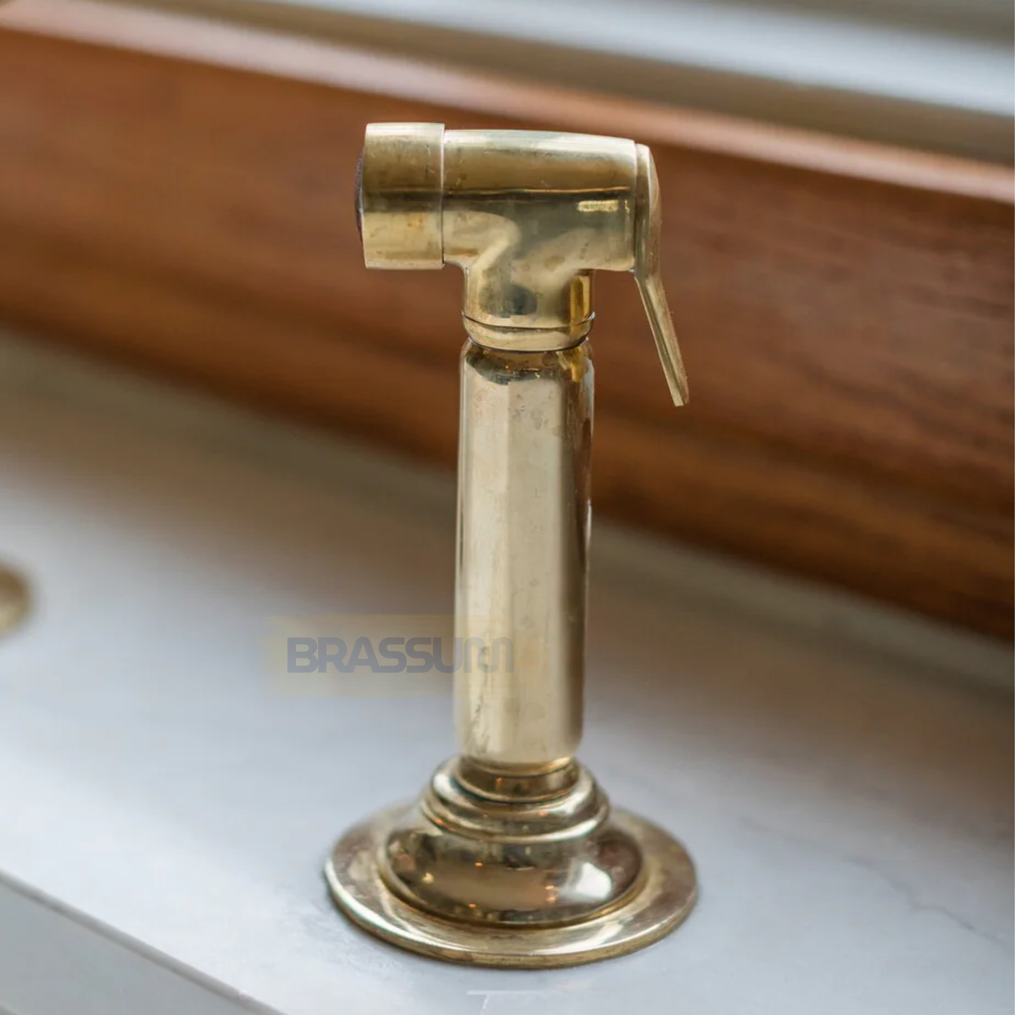 Solid Brass Bridge Kitchen Faucet with Side Sprayer
