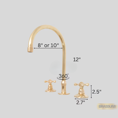 Widespread 3-Hole Solid Brass Bathroom Faucet