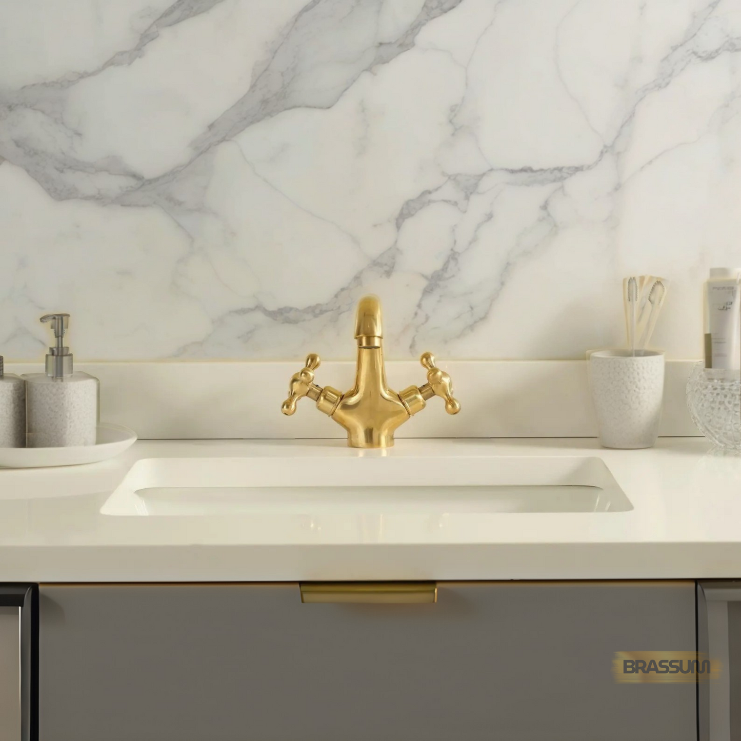 Unlacquered Brass Bathroom Faucet – Single Hole