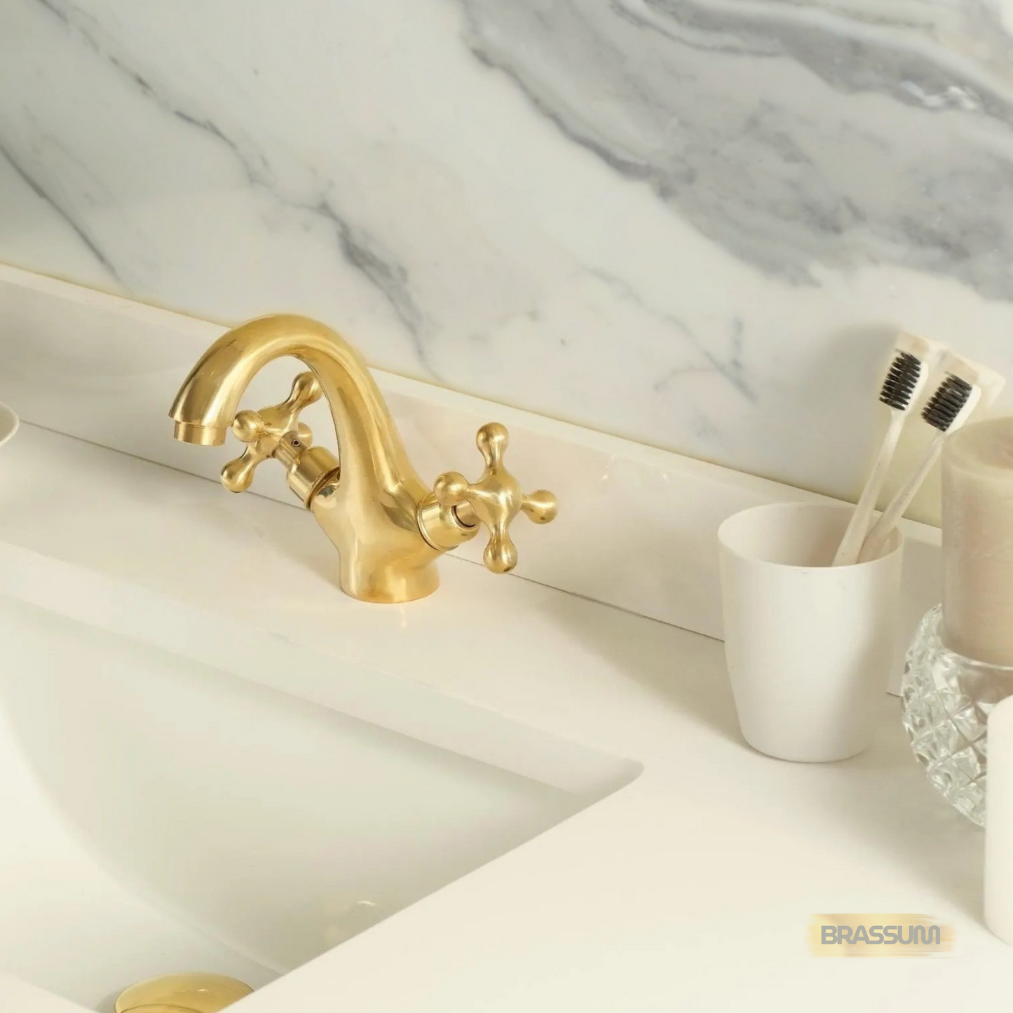 Unlacquered Brass Bathroom Faucet – Single Hole