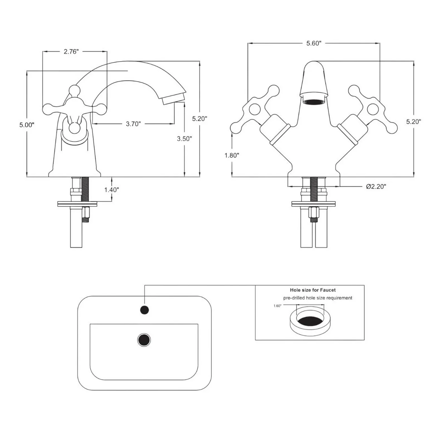 Unlacquered Brass Bathroom Faucet – Single Hole