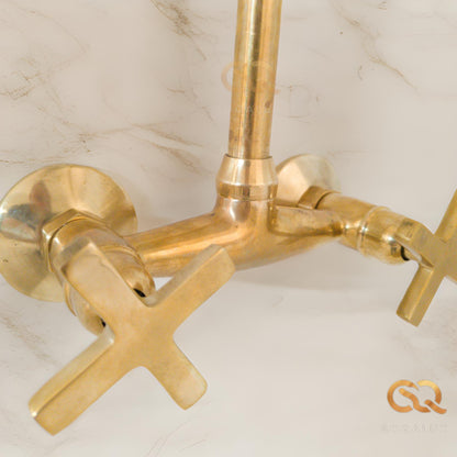 Wall-Mount Faucet Unlacquered Brass Gooseneck