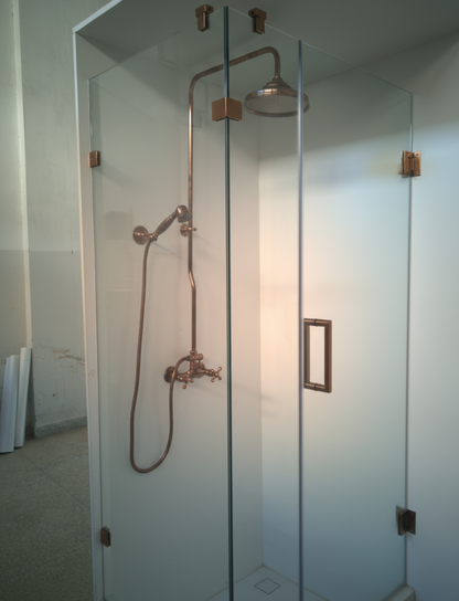 Unlacquered Copper Shower System With Handlhead