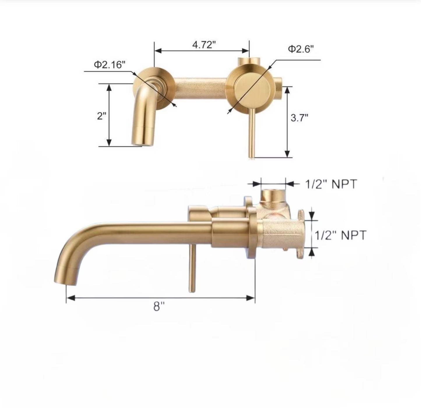Unlacquered Brass Wall Mount Faucet