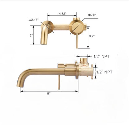 Unlacquered Brass Wall Mount Faucet