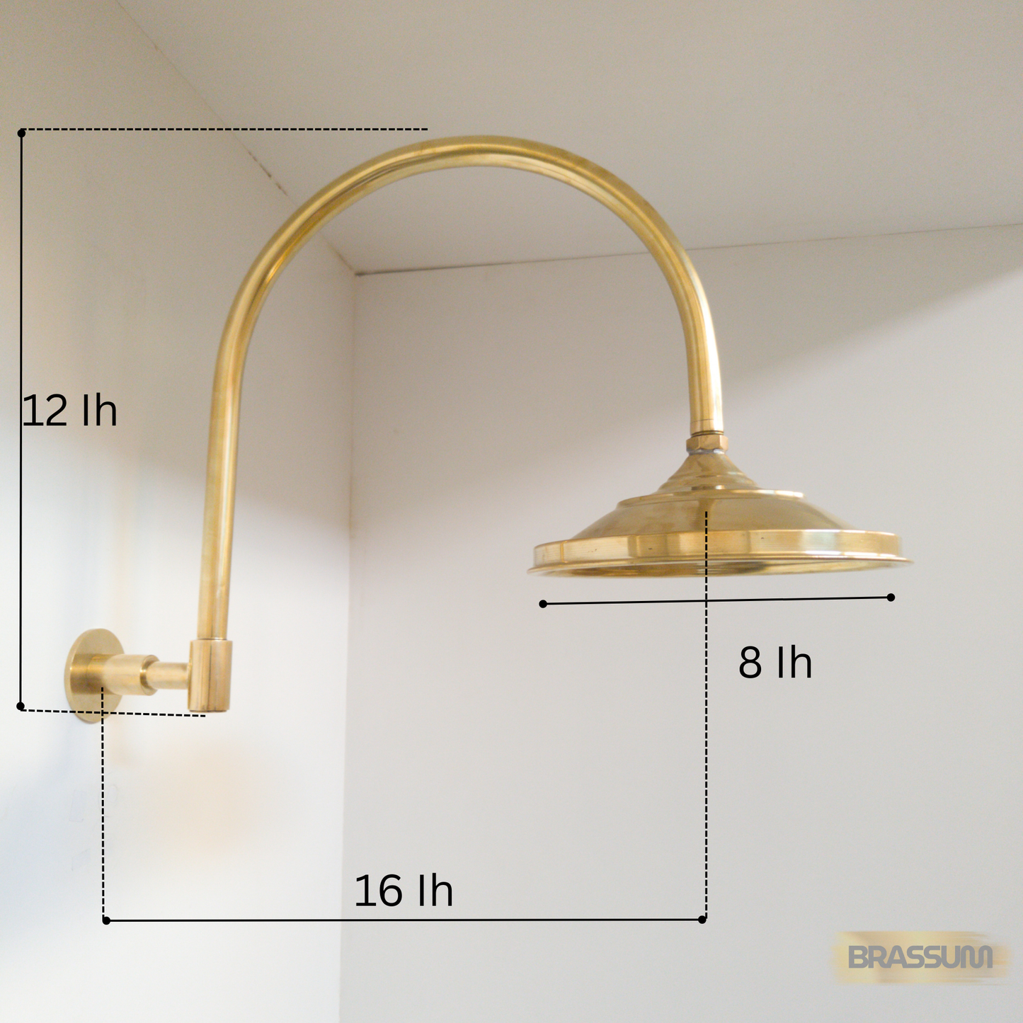 Unlacquered Solid Brass Shower Fixture