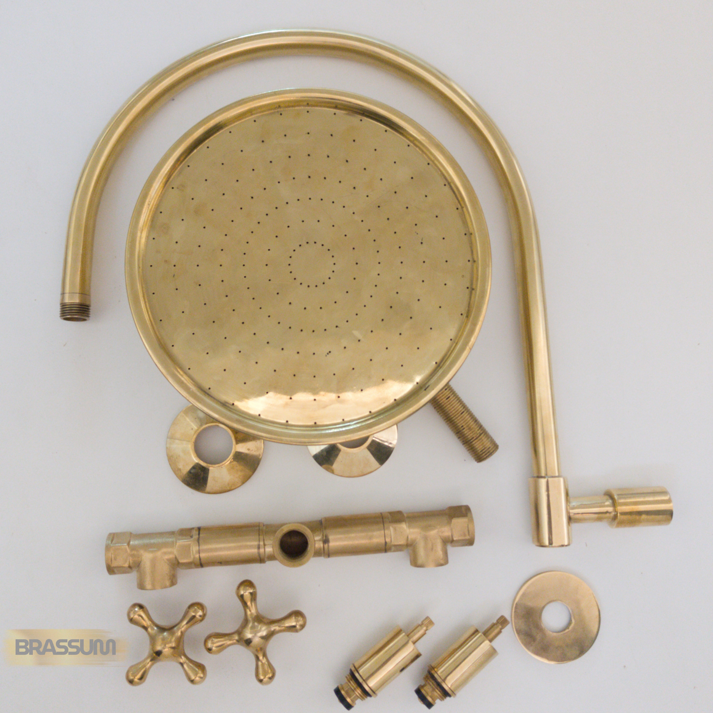Unlacquered Solid Brass Shower Fixture